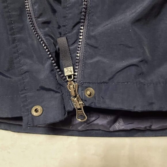 Vintage Eddie Bauer Womens XXL Navy Blue Nylon Parka Jacket With Hood & Zipper - Picture 3 of 12